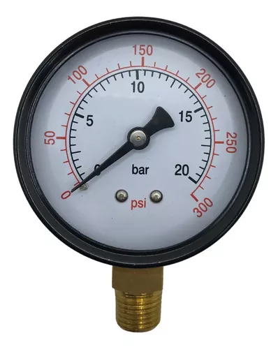 MANÔMETRO VERTICAL ROSCA 1/4" BSP ESCAÇA 0 A 21 BAR 300 PSI